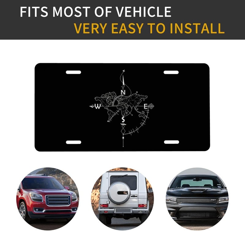 CTVSLFU Front License Plate Cover – Aluminum Metal Car Accessory, Rust-Proof Novelty Vanity Tag Decor for Men & Women, 6x12 with 4 Holes - The World Map 017 - Image 4